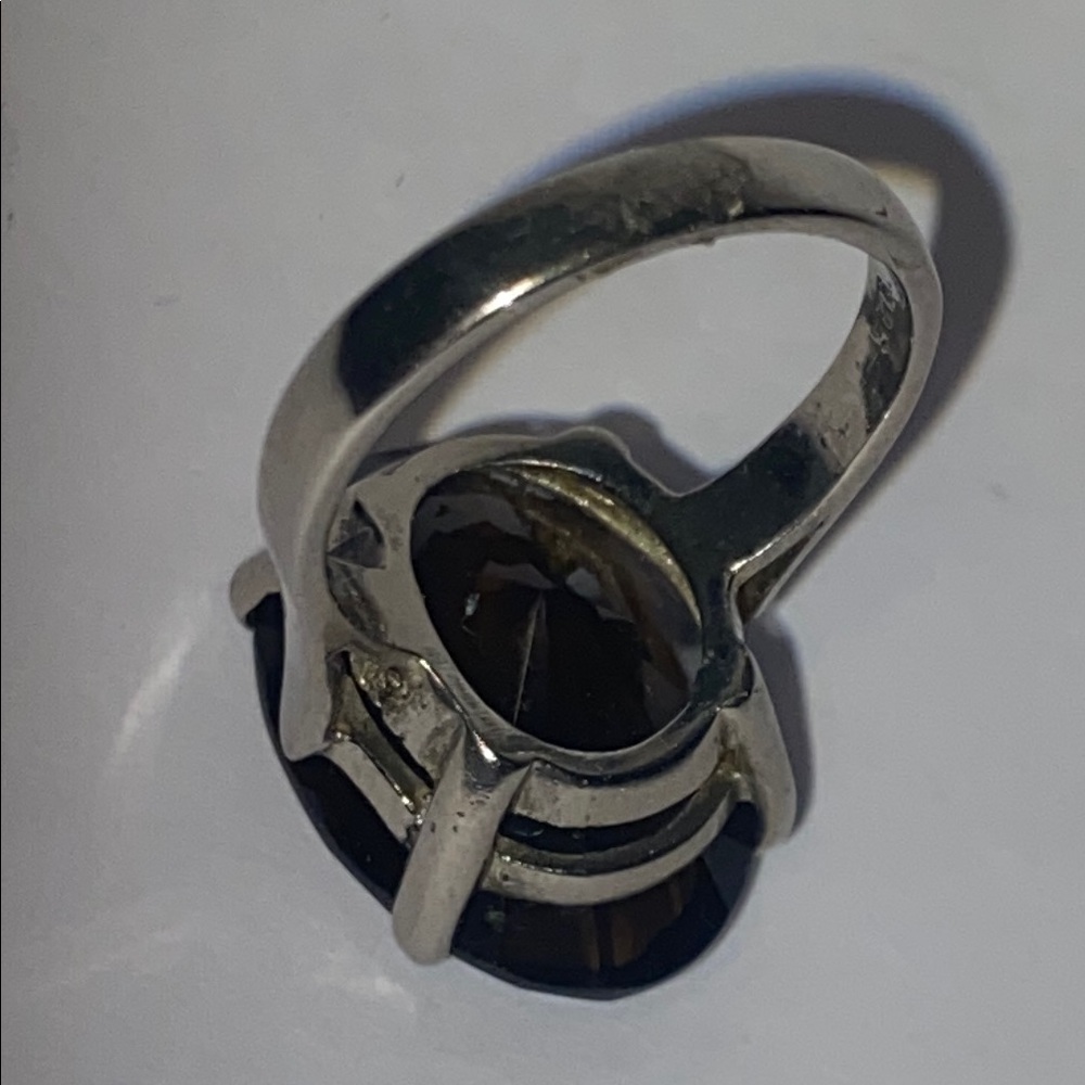 Vintage Silver Brown Gemstone Ring - image 5